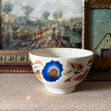 Load image into Gallery viewer, Vintage Sacavém Portugal Café au Lait Bowl – Blue &amp; Rust Floral
