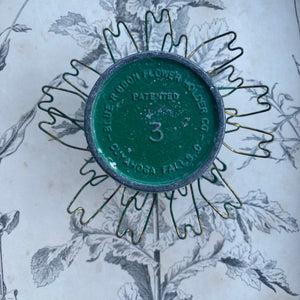 Vintage Green Metal Hairpin Flower Holder