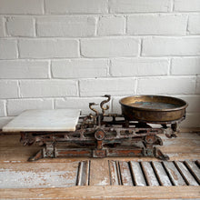 Load image into Gallery viewer, Antique Brass Balance Scale with Copper Bowl c.1900
