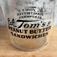 Load image into Gallery viewer, Vintage Eat Tom’s Peanut Butter Sandwiches Counter Display Jar c1940
