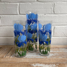 Load image into Gallery viewer, Vintage 1970s Blue Iris Tumbler - Cobalt Floral Drinking Glass - Single
