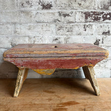 Load image into Gallery viewer, Antique Folk Painted Cricket Stool c1895
