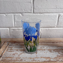 Load image into Gallery viewer, Vintage 1970s Blue Iris Tumbler - Cobalt Floral Drinking Glass - Single
