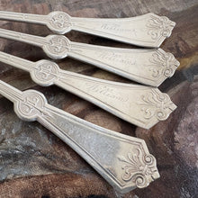 Load image into Gallery viewer, Antique Silverplated Soup Spoons - Set/4 Monogrammed “Williams”
