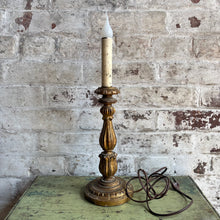 Load image into Gallery viewer, Vintage 1960s Italian Giltwood Candlestick Table Lamp – Made in Italy – Rewired
