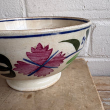 Load image into Gallery viewer, Antique Spongeware Floral Bowl with Footed Base
