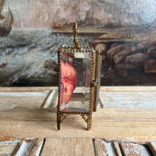 Load image into Gallery viewer, Antique French Ormolu &amp; Beveled Glass Pocket Watch Display Box - Pink Silk - c.1890s
