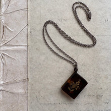 Load image into Gallery viewer, Victorian Miniature Piqué-Inlaid Faux Tortoise Pendant Book on Chain (c. 1880–1900)
