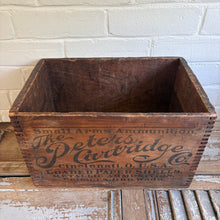 Load image into Gallery viewer, Antique Peters Cartridge Co. Wooden Ammunition Box c.1900-1920s
