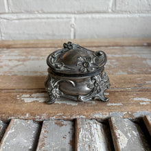 Load image into Gallery viewer, Antique Art Nouveau Silver Plate Jewelry Casket - Footed Daffodil Trinket Box
