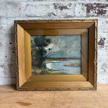 Load image into Gallery viewer, Antique Moonlight River Landscape Painting in Original Gilt Frame - Victorian Nocturne
