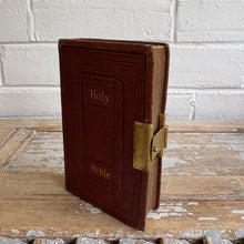 Load image into Gallery viewer, Antique Victorian Pocket Holy Bible - Oxblood Leather with Brass Clasp
