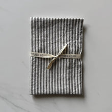 Load image into Gallery viewer, Grey + White Ticking Linen Kitchen Towel
