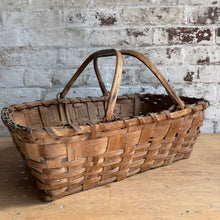 Load image into Gallery viewer, Antique Handwoven Splint Oak Market Basket with Swing Handles
