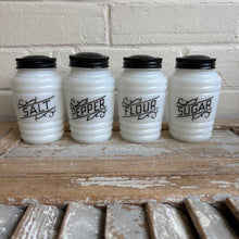 Load image into Gallery viewer, Vintage Milk Glass Beehive Range Shaker Set/4 c1940
