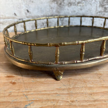 Load image into Gallery viewer, Vintage 1960s Mottahedeh Brass Faux Bamboo Gallery Tray
