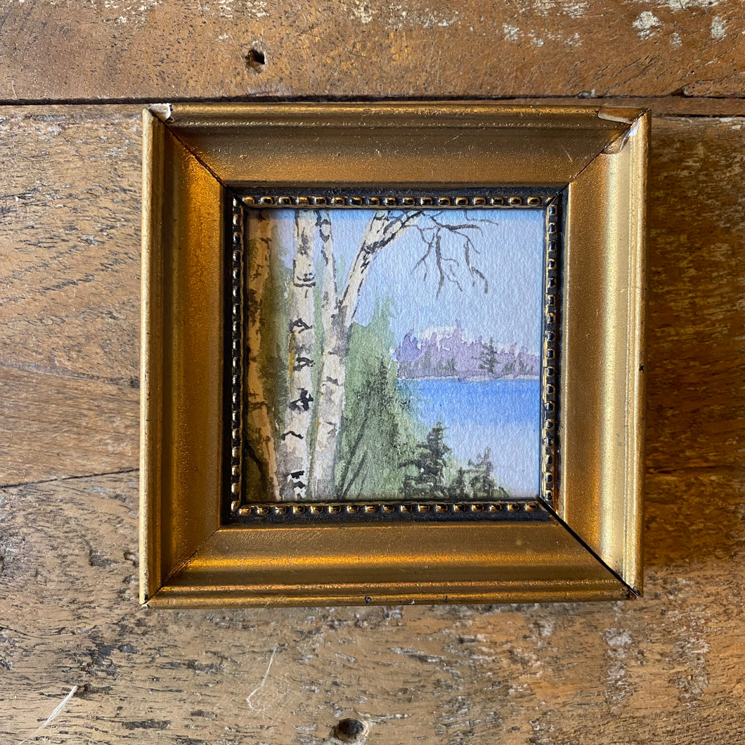 Mini Painting of Landscape in Gilt Frame