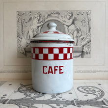 Load image into Gallery viewer, Antique French Kitchen Canisters (Set of 3) – Enamelware Café Thé Epices
