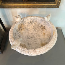 Load image into Gallery viewer, Large Antique Italian Alabaster Birdbath with Three Birds 12”
