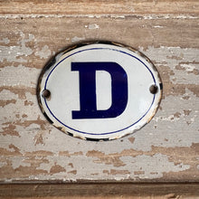 Load image into Gallery viewer, Vintage French Enamel Letter "D" Plaque c1930
