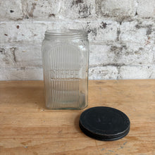 Load image into Gallery viewer, Vintage Ribbed Glass Coffee Canister with Metal Lid c1930s
