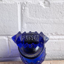 Load image into Gallery viewer, Antique Cobalt Blue Poison Bottle - Diamond Pattern with POISON Stopper
