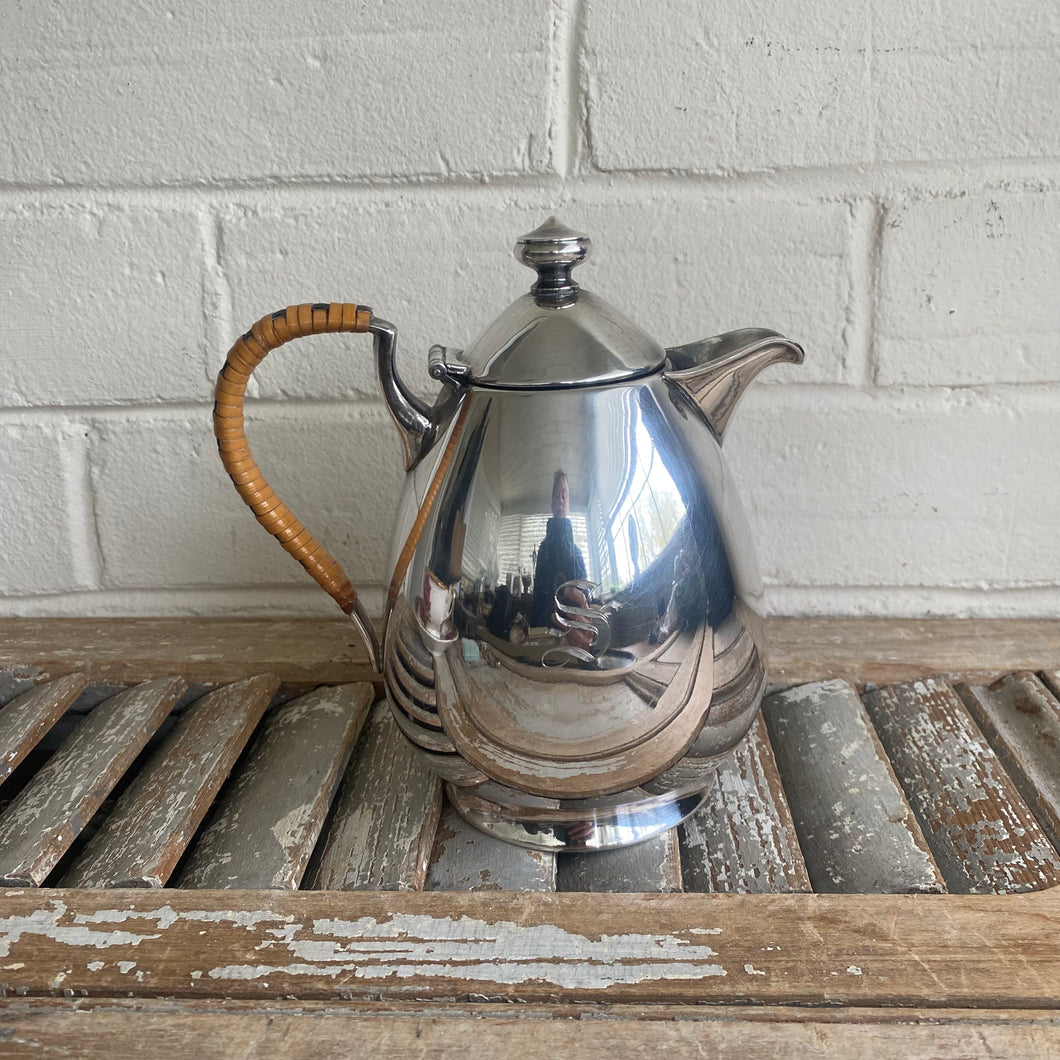 Vintage Silverplated Pitcher with Woven Handle and “S” Monogram by William A. Rogers 