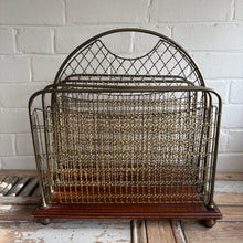 Load image into Gallery viewer, Antique Wire Letter Rack with Wooden Base | Edwardian Desk Organizer
