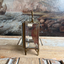 Load image into Gallery viewer, Antique French Ormolu &amp; Beveled Glass Pocket Watch Display Box - Pink Silk - c.1890s
