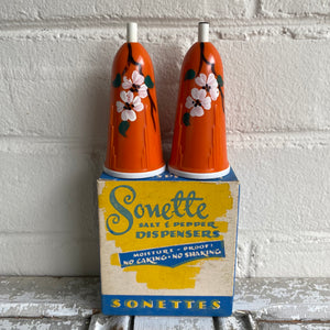Vintage Sonette Salt + Pepper Dispenser Set c1940-50s