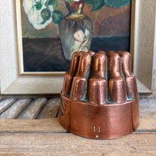 Load image into Gallery viewer, Vintage Copper Jelly Mold No. 11 | Fluted Pudding Mold
