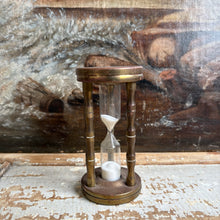 Load image into Gallery viewer, Vintage Mid-Century Brass Five Minute Hourglass Sand Timer
