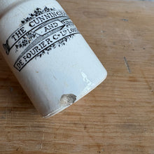 Load image into Gallery viewer, Rare Antique English Advertising Pot - The Cunningham and De Fourier Co Ltd London - c.1890 Victorian Ironstone
