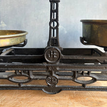 Load image into Gallery viewer, Antique French 8kg Cast Iron Scale with Brass Pans - c.1900
