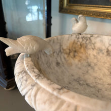 Load image into Gallery viewer, Large Antique Italian Alabaster Birdbath with Three Birds 12”
