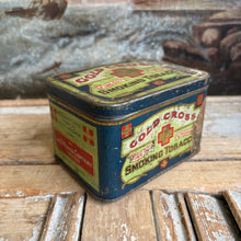 Load image into Gallery viewer, Antique Gold Cross Fine Cut Smoking Tobacco Tin c1930
