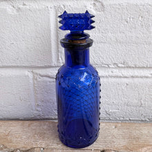 Load image into Gallery viewer, Antique Cobalt Blue Poison Bottle - Diamond Pattern with POISON Stopper
