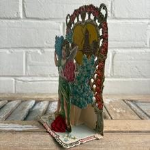 Load image into Gallery viewer, Antique Die-Cut Valentine Card with Winged Cherub &amp; Floral Motif
