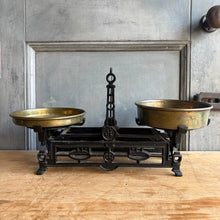 Load image into Gallery viewer, Antique French 8kg Cast Iron Scale with Brass Pans - c.1900

