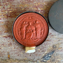 Load image into Gallery viewer, Rare 19th C. Queen Victoria Great Seal of the Realm Red Wax Impression in Original Tin Box - 6" Royal Document Seal
