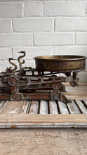 Load image into Gallery viewer, Antique Brass Balance Scale with Copper Bowl c.1900
