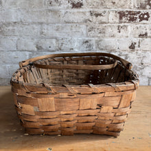 Load image into Gallery viewer, Antique Handwoven Splint Oak Market Basket with Swing Handles
