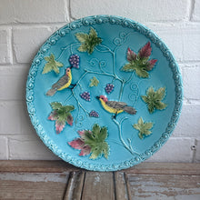 Load image into Gallery viewer, Vintage Black Forest Art Pottery Majolica Bird &amp; Grape Plate
