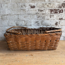 Load image into Gallery viewer, Antique Handwoven Splint Oak Market Basket with Swing Handles
