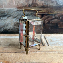 Load image into Gallery viewer, Antique French Ormolu &amp; Beveled Glass Pocket Watch Display Box - Pink Silk - c.1890s
