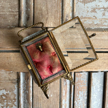 Load image into Gallery viewer, Antique French Ormolu &amp; Beveled Glass Pocket Watch Display Box - Pink Silk - c.1890s
