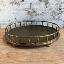 Load image into Gallery viewer, Vintage 1960s Mottahedeh Brass Faux Bamboo Gallery Tray
