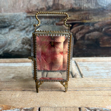 Load image into Gallery viewer, Antique French Ormolu &amp; Beveled Glass Pocket Watch Display Box - Pink Silk - c.1890s
