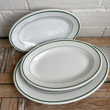 Load image into Gallery viewer, Vintage Buffalo China Green Stripe Oval Restaurantware Platter
