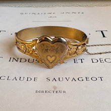 Load image into Gallery viewer, Victorian Sweetheart Bangle - Gold Filled Heart Bracelet c.1890
